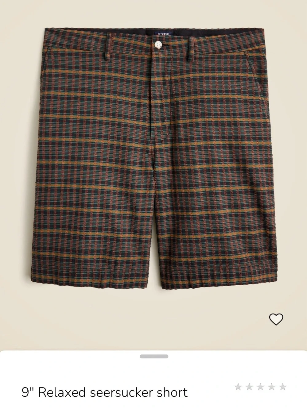 J. Crew Men's 9” Relaxed Seersucker Shorts. Size 35 Waist.